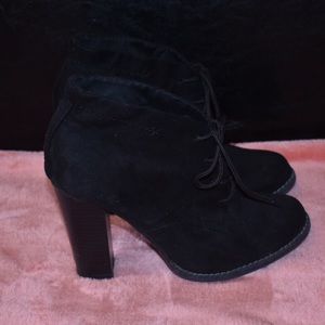 Black lace up booties